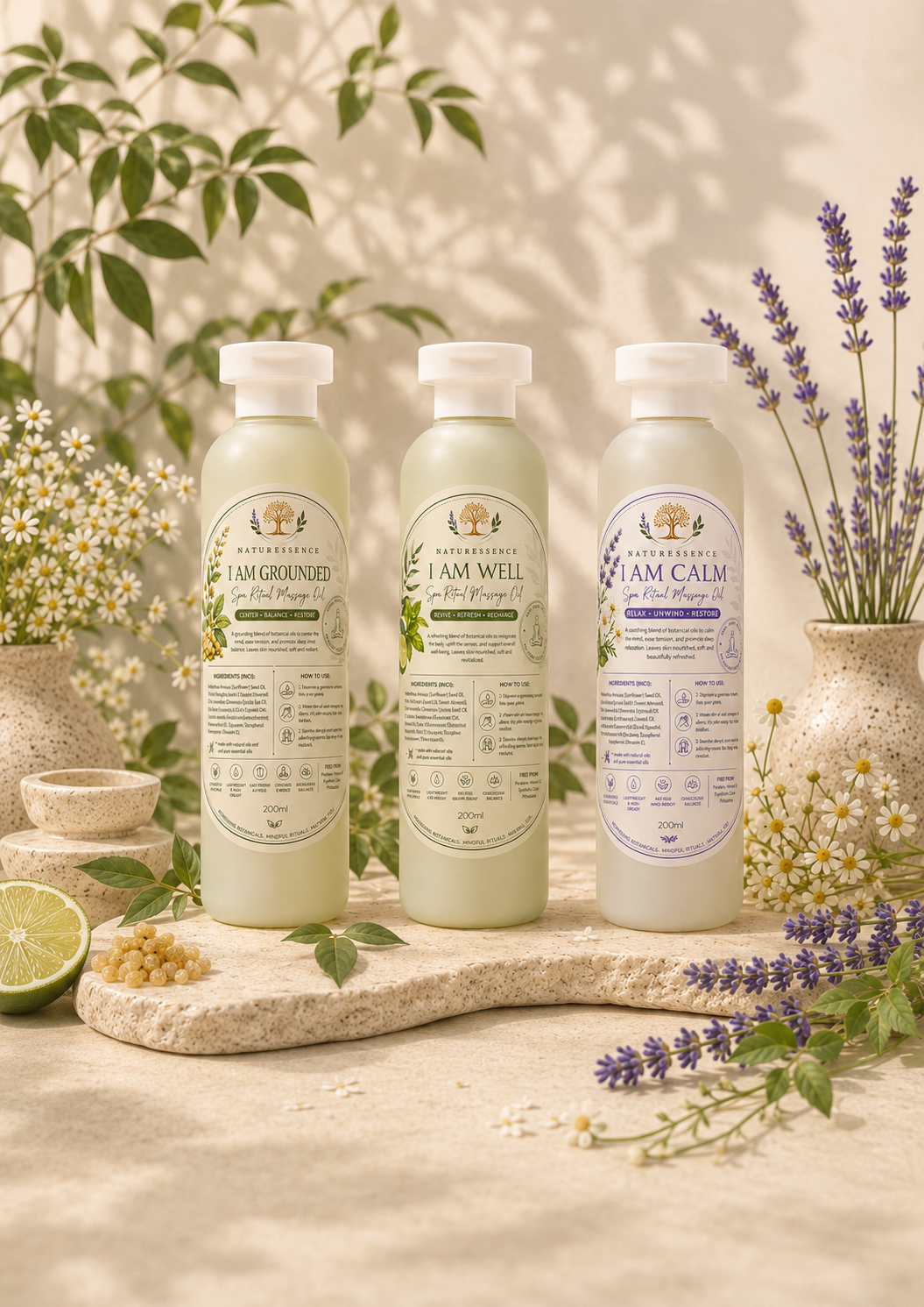 Essential Oils, Carrier Oil and NaturEssence's Spa Ritual Massage Oil